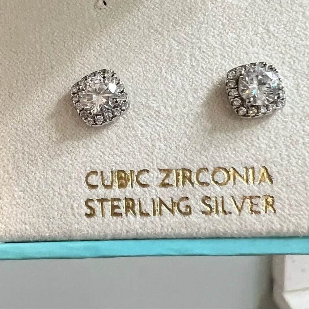 Gorgeous sterling silver and cubic zirconia Halo Earrings